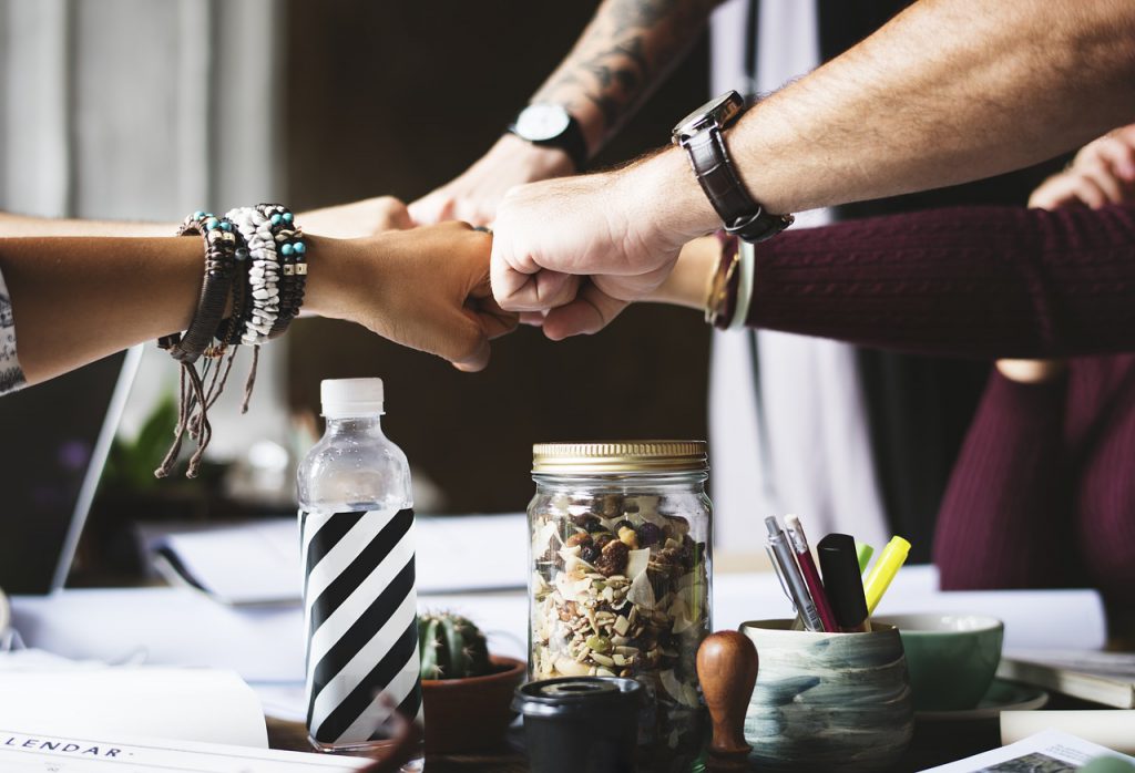 Group fist bump