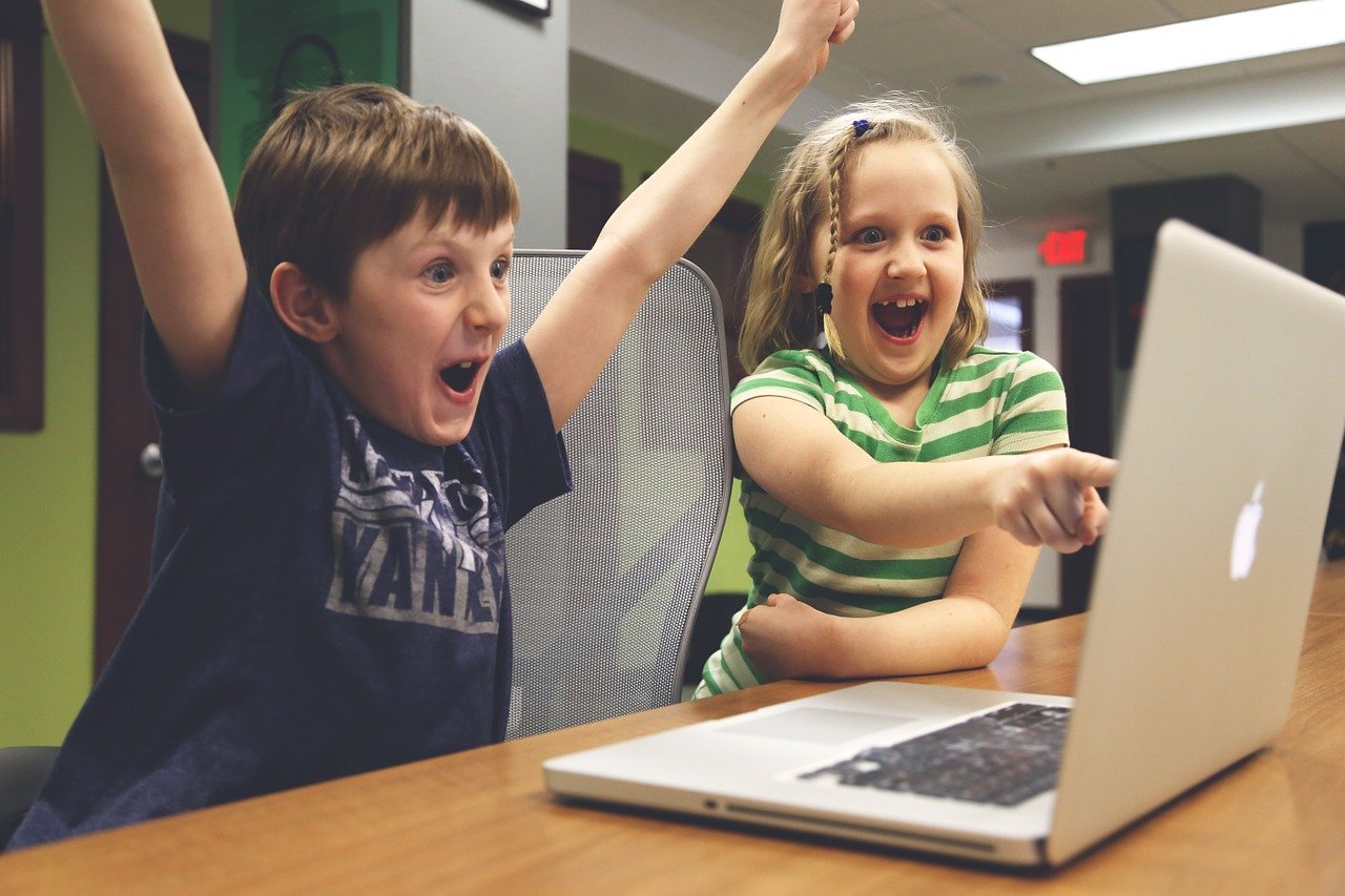 Children viewing monitor