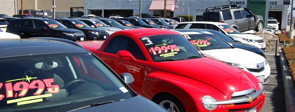 Used cars on dealer lot