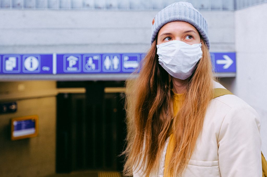 Woman in face mask