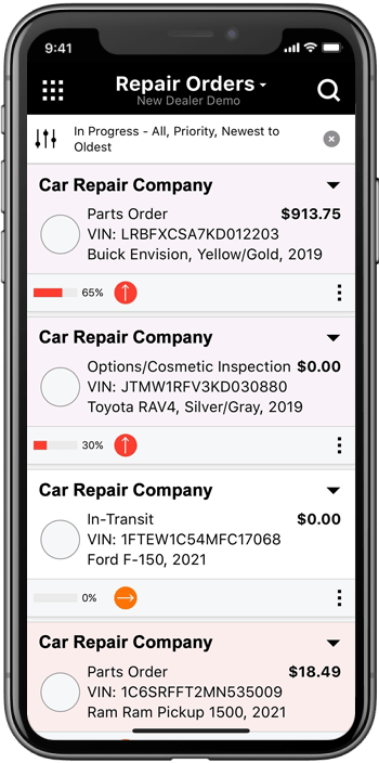 Repair orders on Iphone